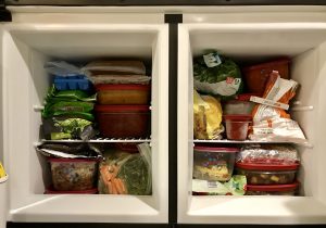 Our little freezer is stuffed with food for our trip up north.