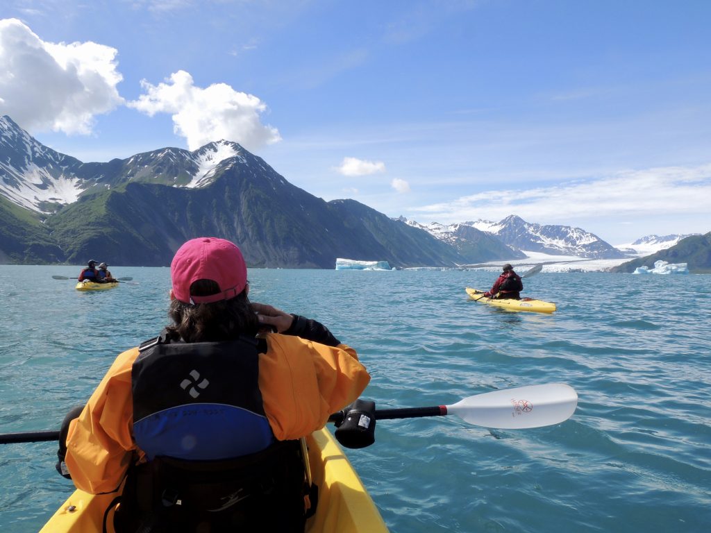 Cheryl takes a break to admire the view toward Bear Glacier.