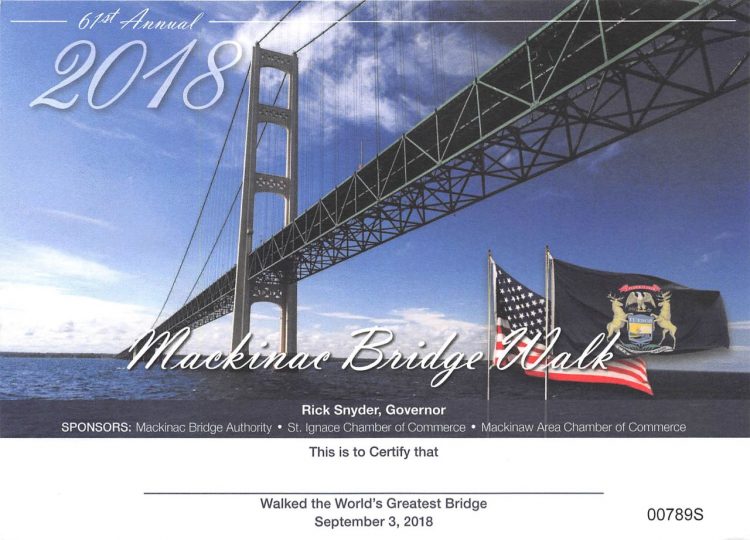 Bridge Walk Certificate
