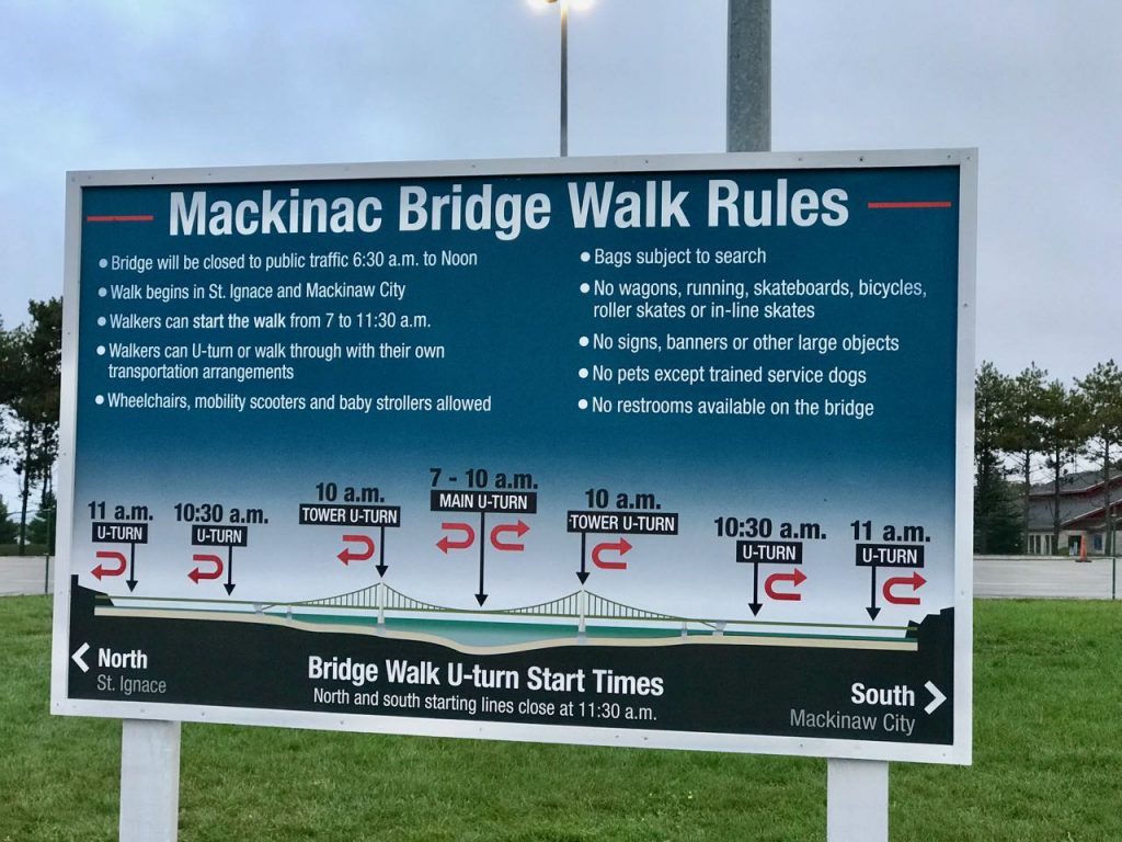 This sign showed how the turnaround points would move during the walk.