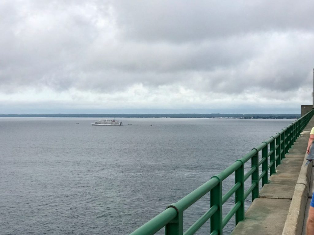 Cruise ship passing under Bridge