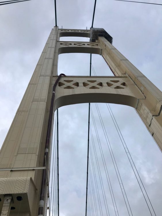 Looking up at the north tower as I passed beneath it