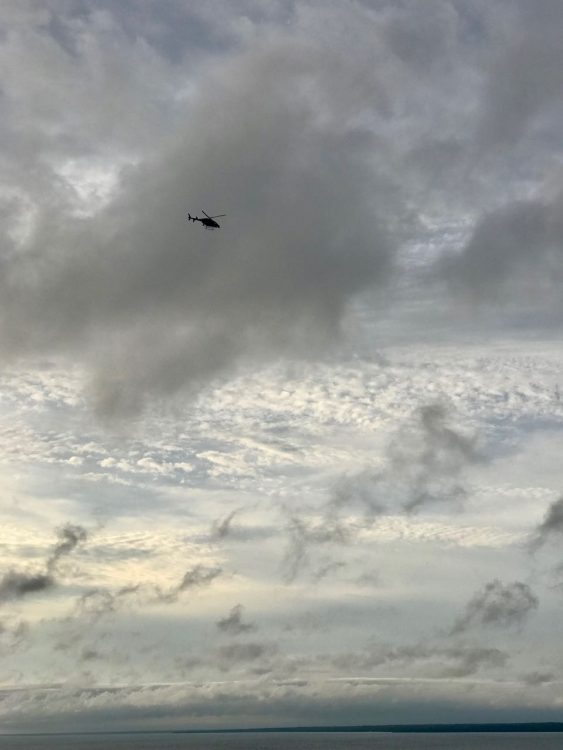 Helicopter patrol over Bridge