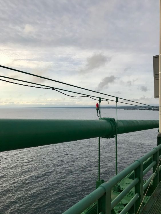 Almost to the south cable-bent pier and the end of the suspended section of the Bridge