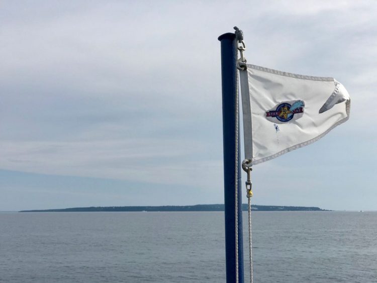 Mackinac Island in the distance