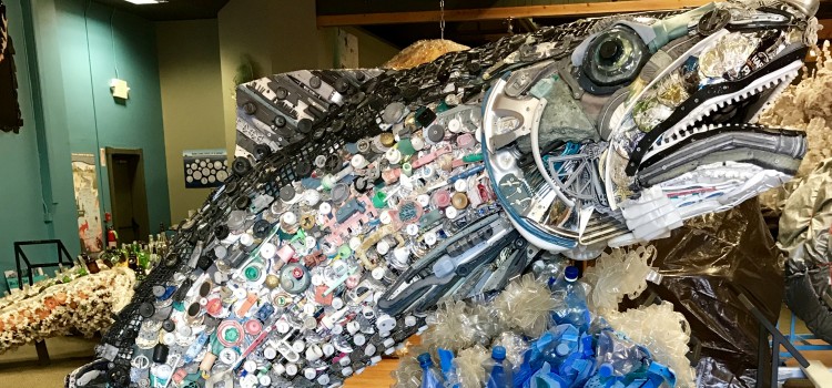 The Washed Ashore Project: Saving the Seas With Amazing Art Sculpture of a salmon jumping from the water